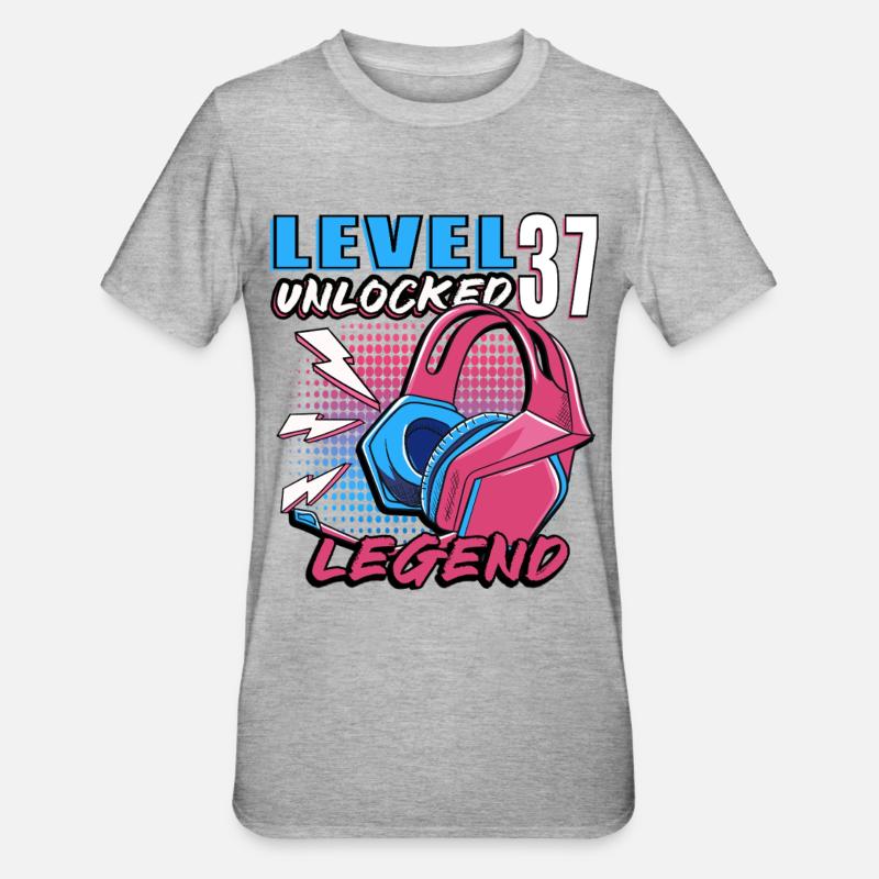 Level 37 Legend Neon Kopfhörer - Unisex Polycotton T-Shirt - Grau meliert