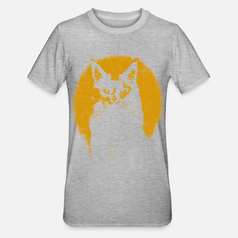 Chat silhouette  - T-shirt polycoton Unisexe - gris chiné