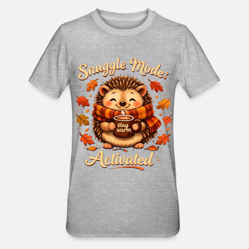 Cuddle Mode Autumn Warmth Hedgehog - Unisex Polycotton T-Shirt - heather grey