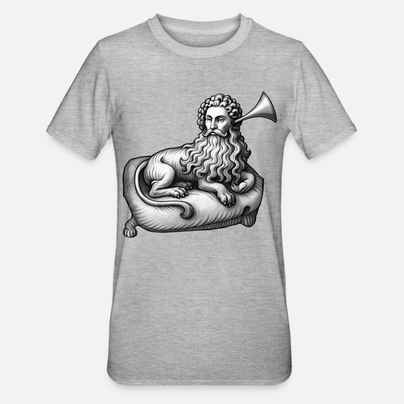 DEAF LION MAN - black & white - T-shirt polycoton Unisexe - gris chiné
