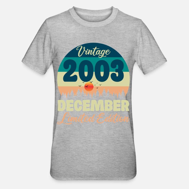 Anniversaire Décembre 2003 Cadeau D'anniversaire  - T-shirt polycoton Unisexe - gris chiné