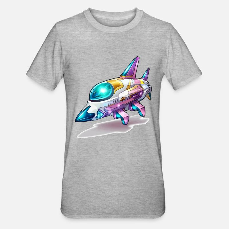 Comet Flight Spacefighter Neon - T-shirt polycoton Unisexe - gris chiné