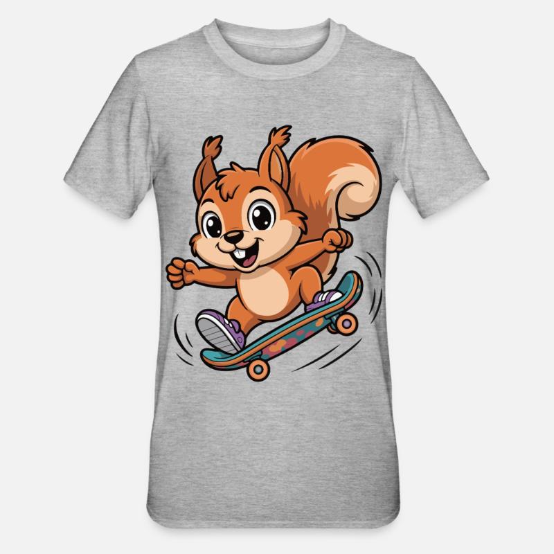 Skate-Eichhörnchen Sprinter - Unisex Polycotton T-Shirt - Grau meliert