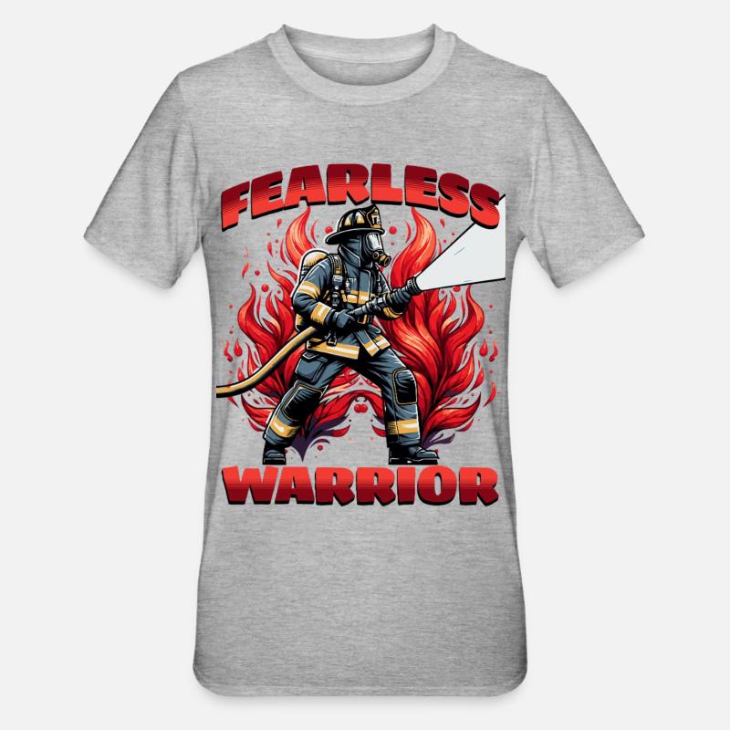 Pompier intrépide, héros pompier - T-shirt polycoton Unisexe - gris chiné