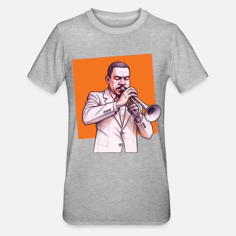 TROMPETER #1 – Klang & Bild - Unisex Polycotton T-Shirt - Grau meliert