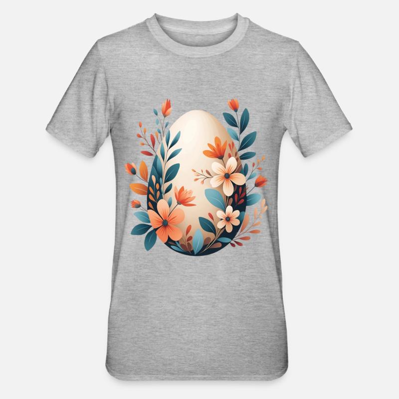 Spring Flower Egg - Unisex Polycotton T-Shirt - heather grey