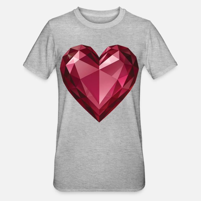 RUBY HEART - peace & love - T-shirt polycoton Unisexe - gris chiné