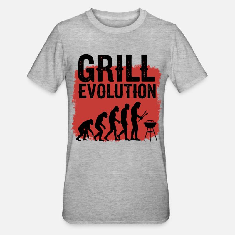 Grill Evolution Funny Grill Master Saying - Unisex Polycotton T-Shirt - heather grey