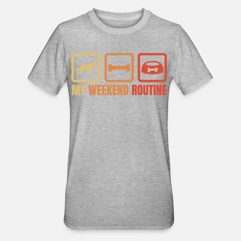 German Shepherd Weekend Routine - Unisex Polycotton T-Shirt - heather grey