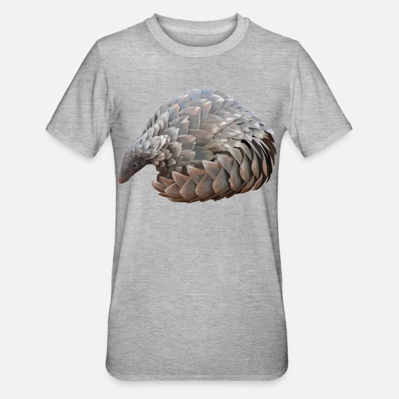 Pangolin dessiné à la main - T-shirt polycoton Unisexe - gris chiné