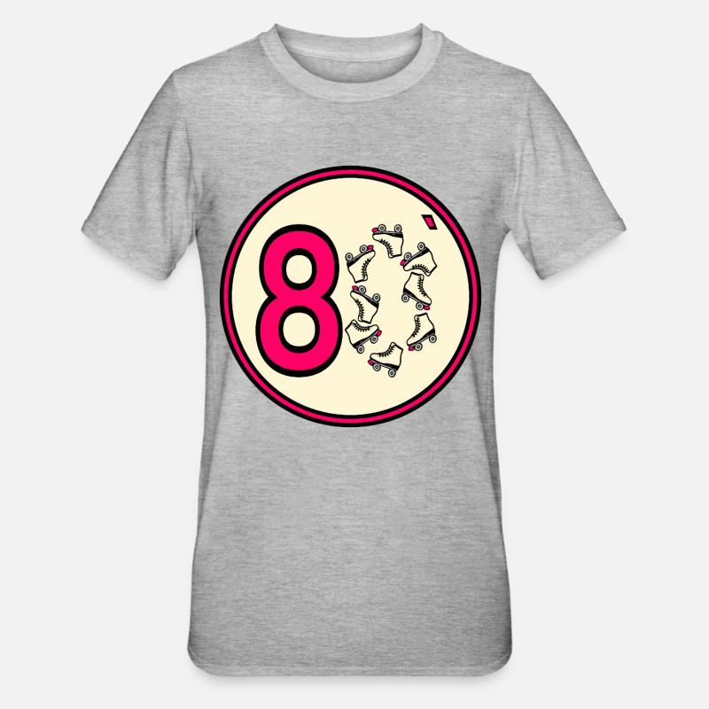 Achtziger 80er Rollschuhe - Unisex Polycotton T-Shirt - Grau meliert