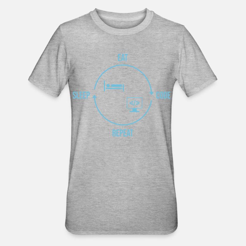 Eat Sleep Code Repeat - Programmer Cycle - Unisex Polycotton T-Shirt - heather grey
