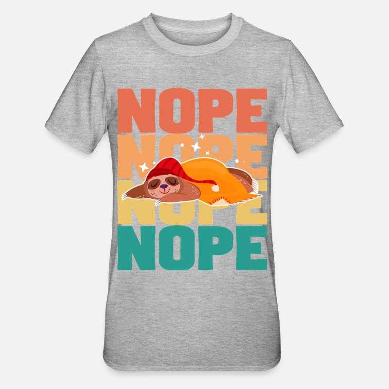  Sloth Nope - Unisex Polycotton T-Shirt - heather grey
