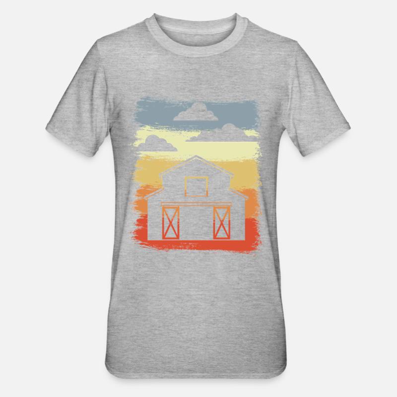 Retro Scheune - Unisex Polycotton T-Shirt - Grau meliert