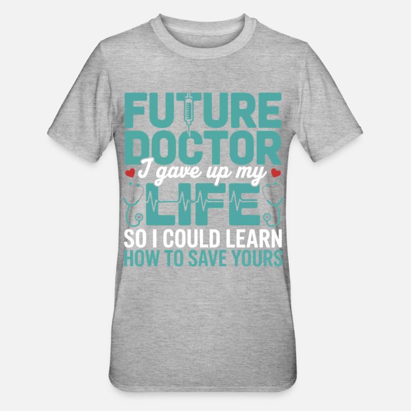 Future déclaration de sauveteur médecin - T-shirt polycoton Unisexe - gris chiné