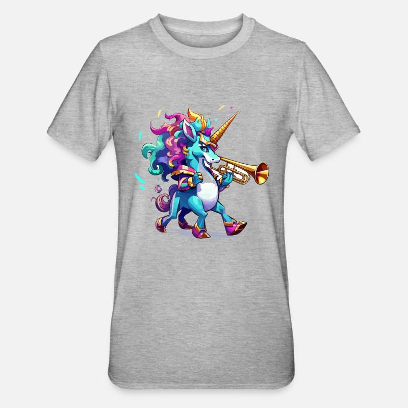 Sort de couleur de la trompette licorne - T-shirt polycoton Unisexe - gris chiné