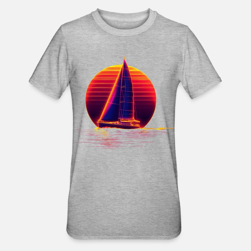 Retro Sailing - T-shirt polycoton Unisexe - gris chiné