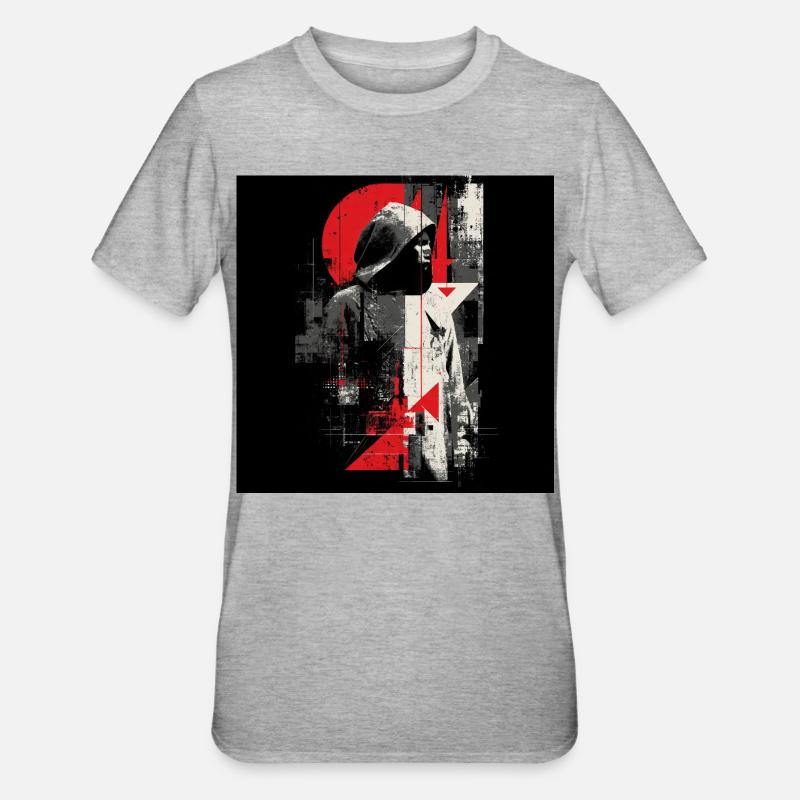 Geometric Shadow Pullover Hoodie - Unisex Polycotton T-Shirt - heather grey