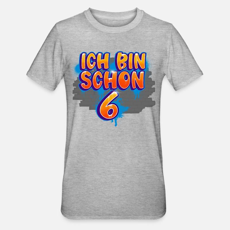 Graffiti du 6e anniversaire - T-shirt polycoton Unisexe - gris chiné