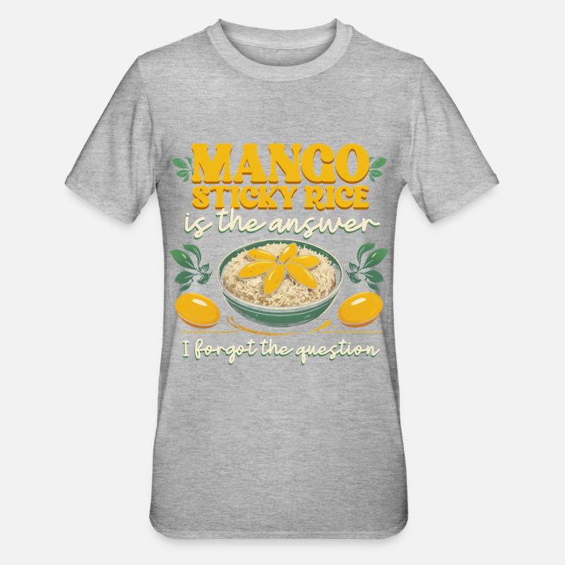 Mango Sticky Reis Is The Answer - Unisex Polycotton T-Shirt - Grau meliert