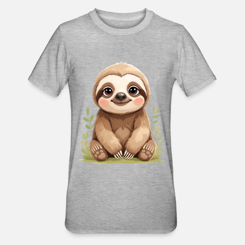 Mignonne Sloth Sitting - T-shirt polycoton Unisexe - gris chiné