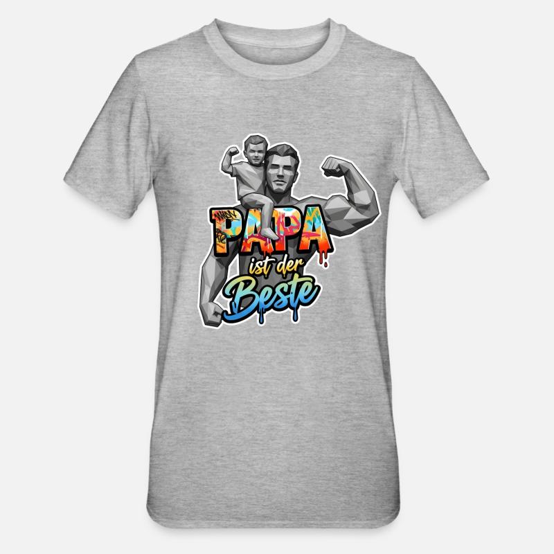 PAPA EST LE MEILLEUR - T-shirt polycoton Unisexe - gris chiné
