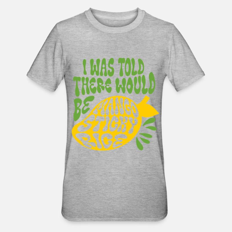 Mango Sticky Reis - Unisex Polycotton T-Shirt - Grau meliert
