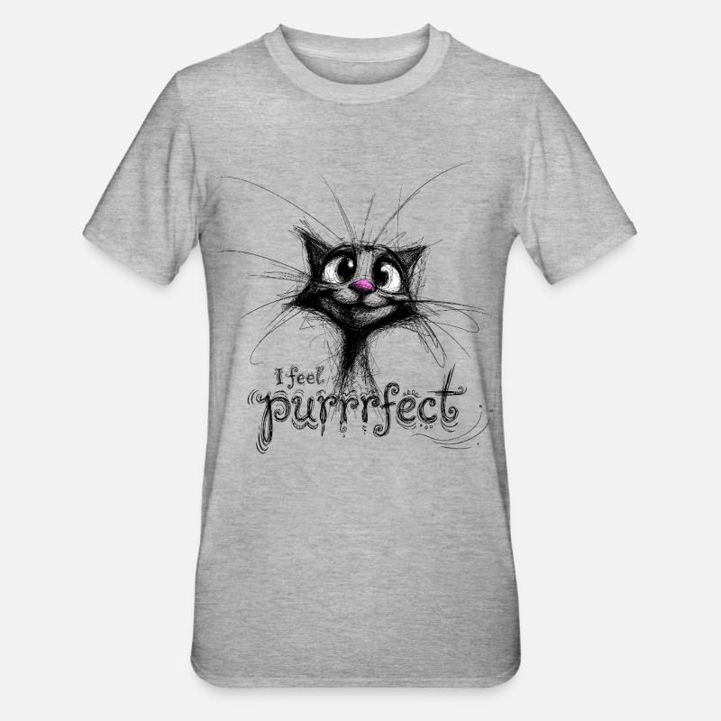 chat mignon – je me sens purrfec - T-shirt polycoton Unisexe - gris chiné