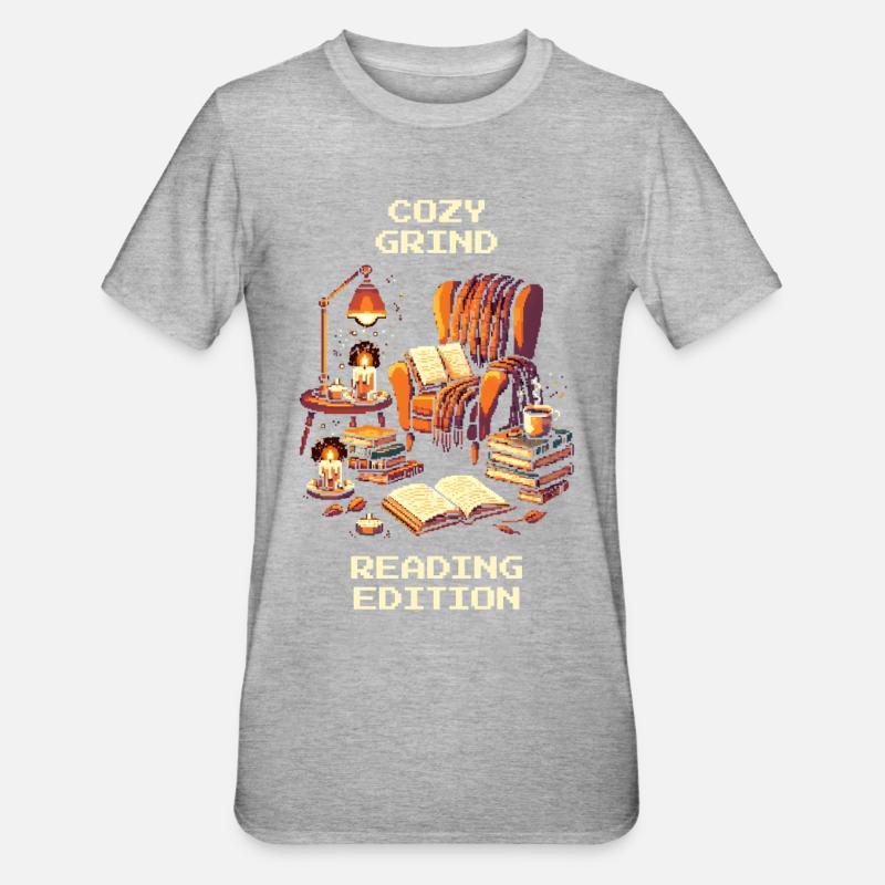 Cozy Grind | Cozy Reading Books - Unisex Polycotton T-Shirt - heather grey
