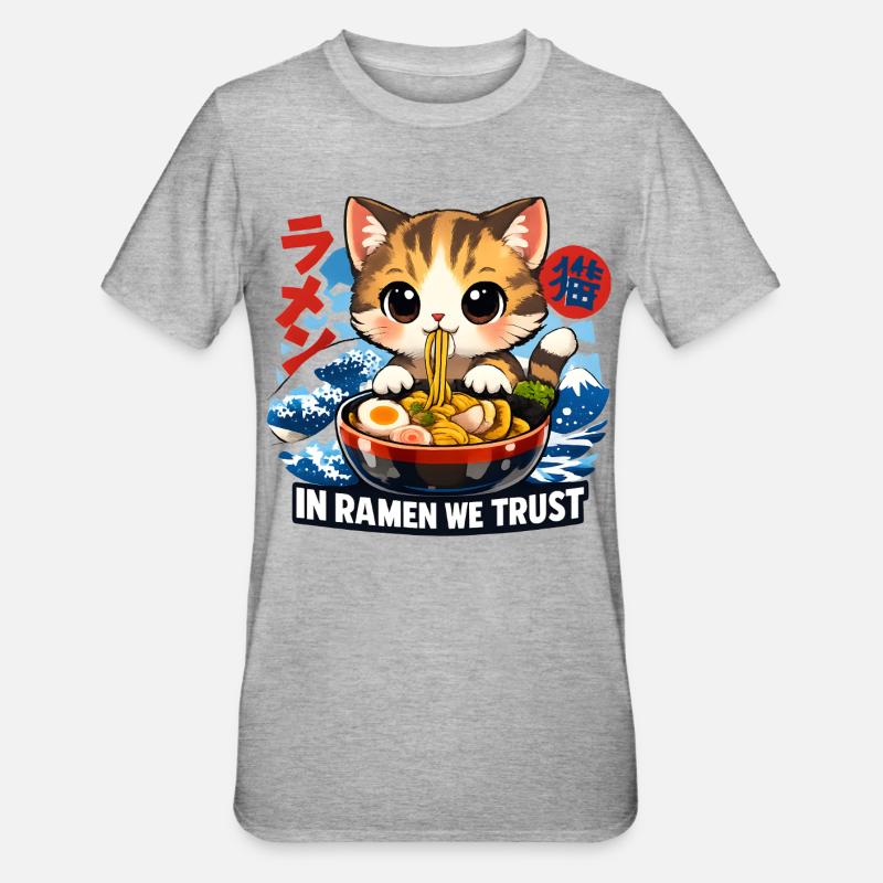 Ramen Chat - T-shirt polycoton Unisexe - gris chiné