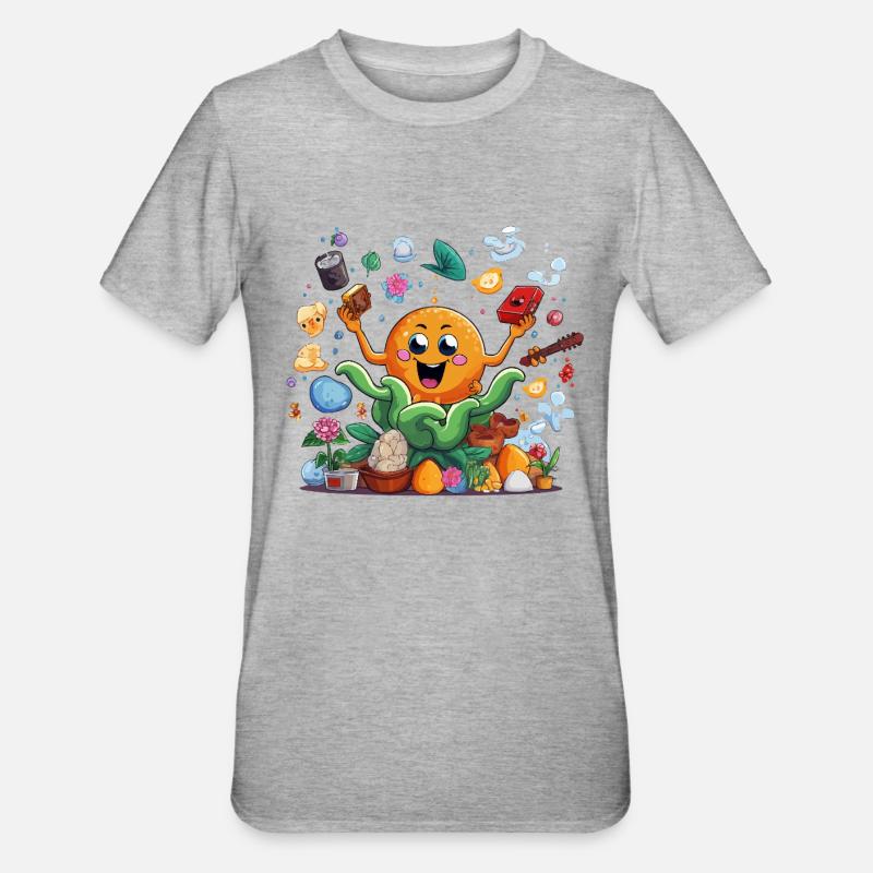 Fröhliche Orange im Kräutergarten - Unisex Polycotton T-Shirt - Grau meliert