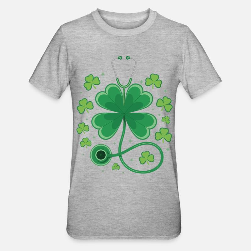Conception du stéthoscope en trèfle - T-shirt polycoton Unisexe - gris chiné