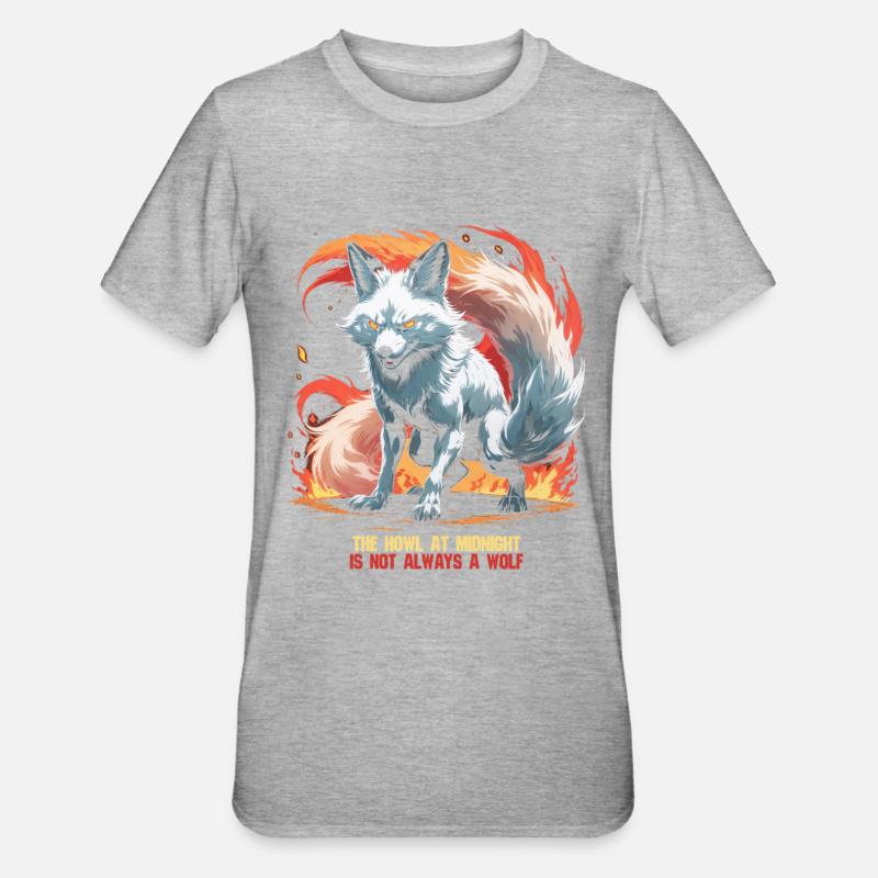 Kitsune Mythological Creatures - Unisex Polycotton T-Shirt - heather grey