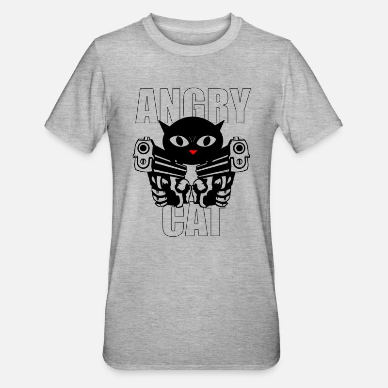 Chat en colère - T-shirt polycoton Unisexe - gris chiné