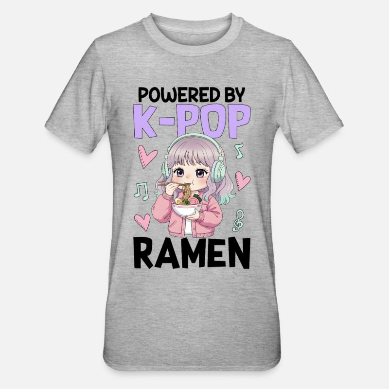 Propulsé par des ramen K-Pop - T-shirt polycoton Unisexe - gris chiné