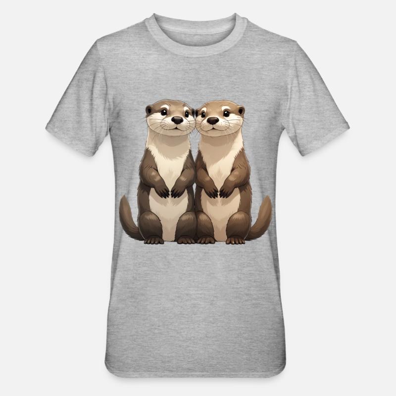 Deux mignons suricates - T-shirt polycoton Unisexe - gris chiné