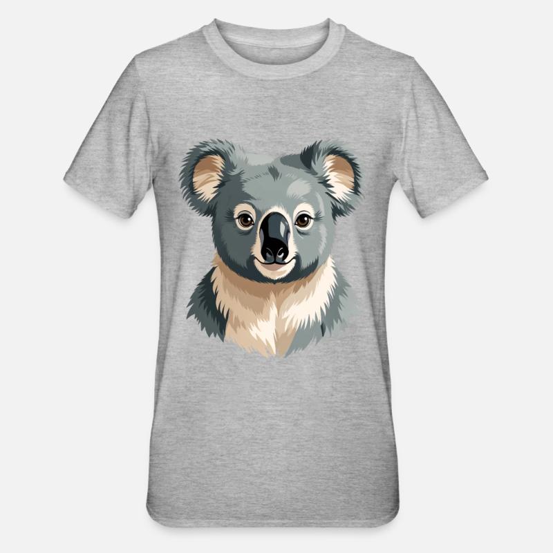 Portrait du Koala Doux - T-shirt polycoton Unisexe - gris chiné