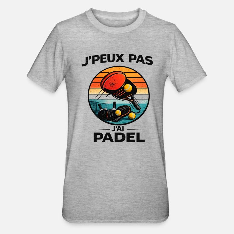 Jpeux Pas J'ai Padel Retro - T-shirt polycoton Unisexe - gris chiné
