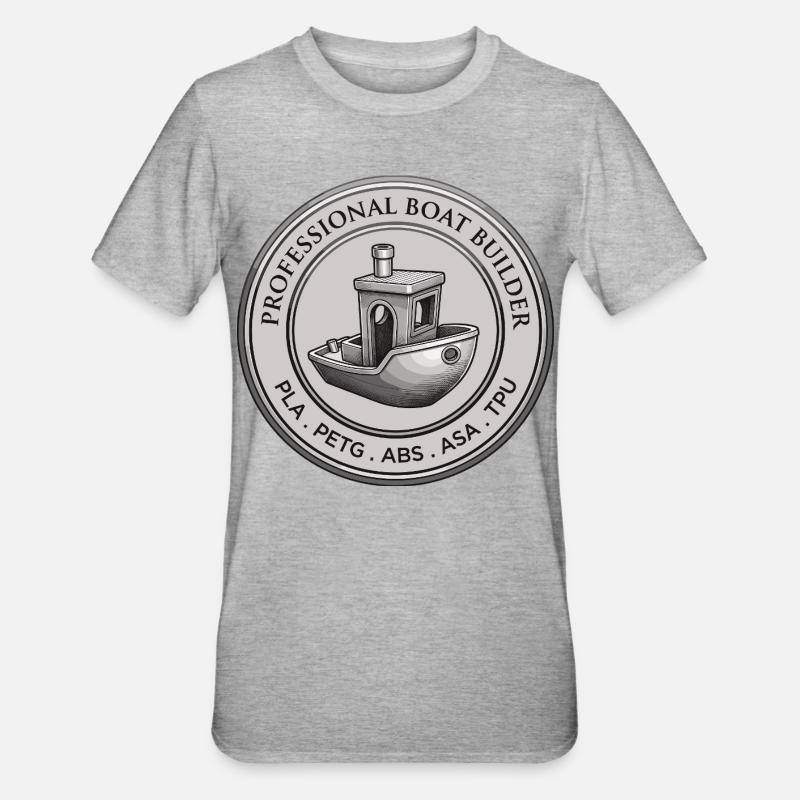 Professional Boat Builder – 3D Druck Emblem - Unisex Polycotton T-Shirt - Grau meliert