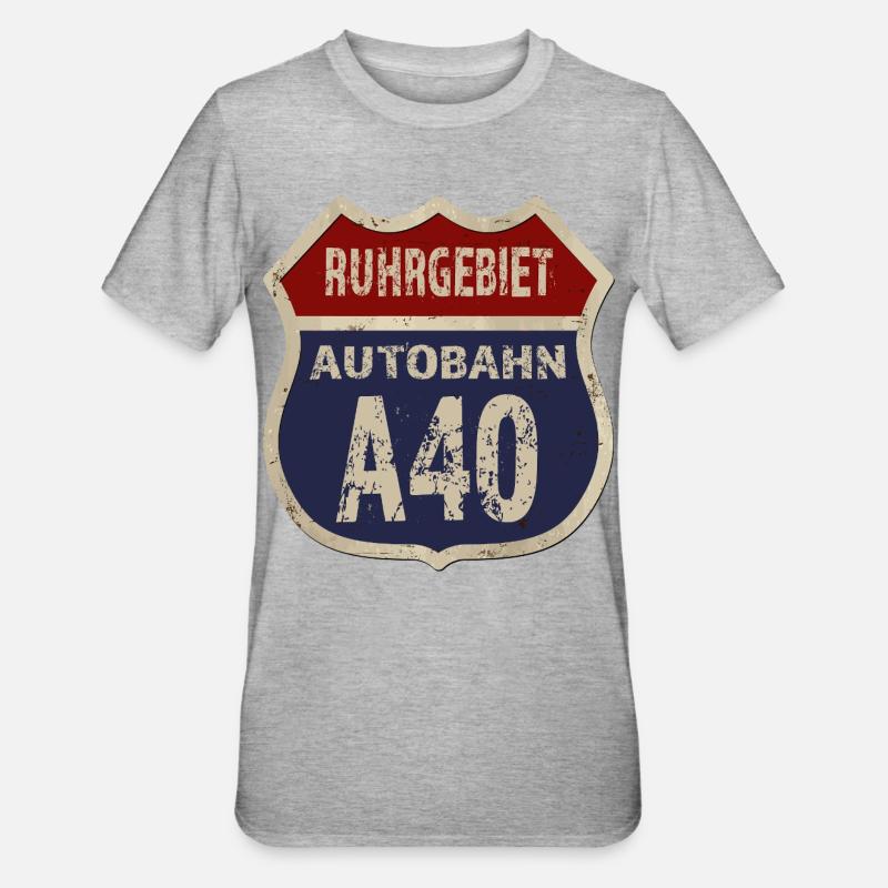 A40 - Région de la Ruhr - T-shirt polycoton Unisexe - gris chiné