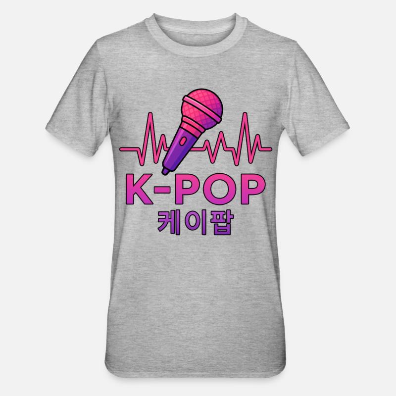 K Pop Coréen - T-shirt polycoton Unisexe - gris chiné