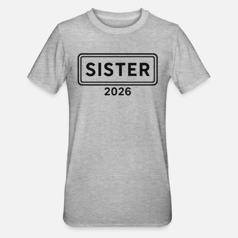 SISTER 2026 Große Schwester Ankündigung - Unisex Polycotton T-Shirt - Grau meliert