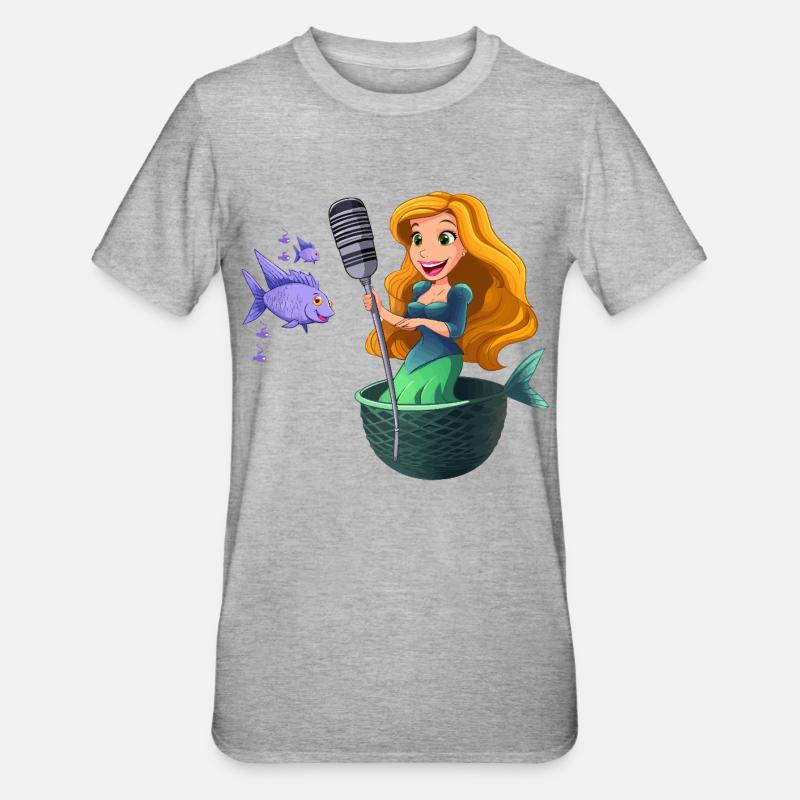 Karaoké sirène sur le net - T-shirt polycoton Unisexe - gris chiné