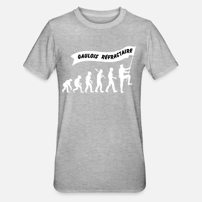 Evolution du gaulois réfractaire - T-shirt polycoton Unisexe - gris chiné
