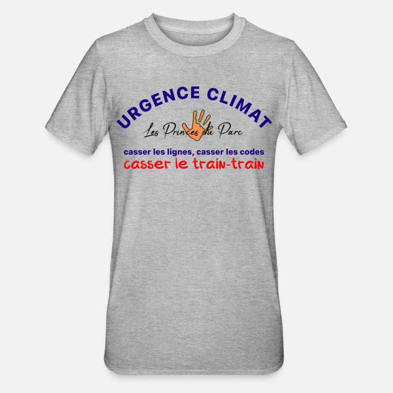 Urgence_climat_casser_le_train-train - T-shirt polycoton Unisexe - gris chiné
