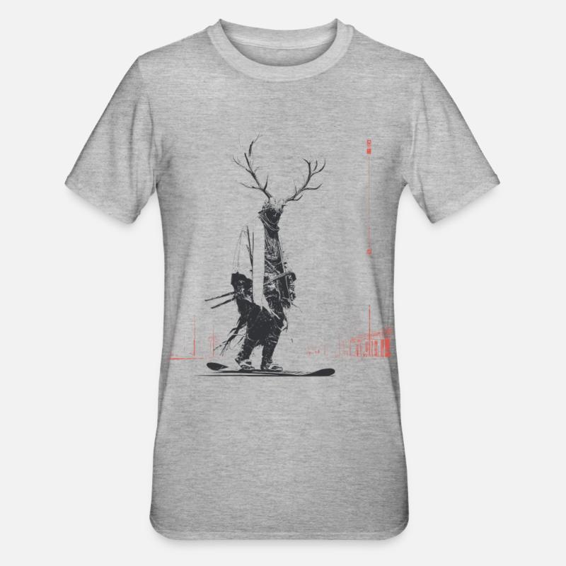 Waldgeist mit Geweihbaum - T-shirt polycoton Unisexe - gris chiné