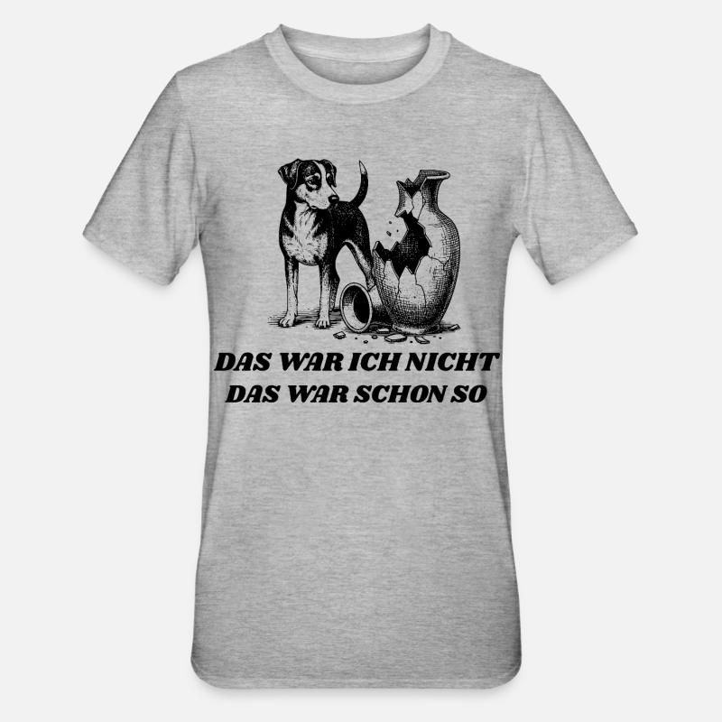 Design de chien drôle – « Ce n’était pas moi » - T-shirt polycoton Unisexe - gris chiné