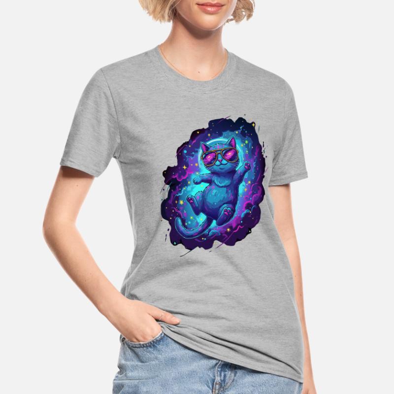 Chat de l’espace cool avec des lunettes de soleil dans l’espace T-shirt polycoton Unisexe