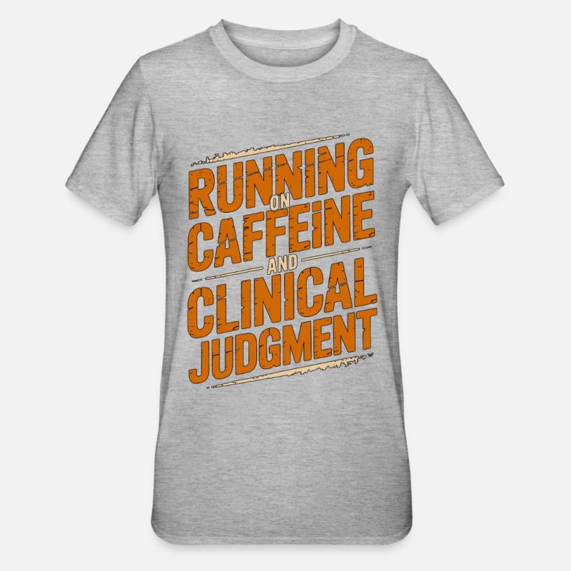 Nurse Practitioner Running On Caffeine Nursing - Unisex Polycotton T-Shirt - Grau meliert