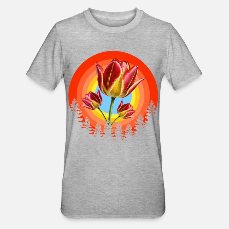TULPENNATUR - Unisex Polycotton T-Shirt - Grau meliert